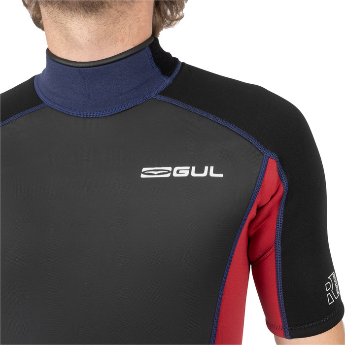 2024 Gul Mens Response 3/2mm Back Zip Shorty Wetsuit RE3319-C1 - Navy / Red